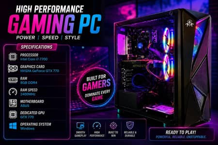 Gaming PC | i7-7700 | GTX 770 | 8GB DDR4 | RGB Gaming Case