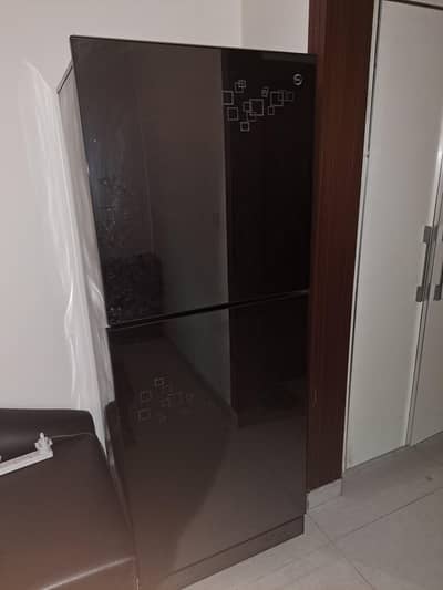 full size pel black fridge