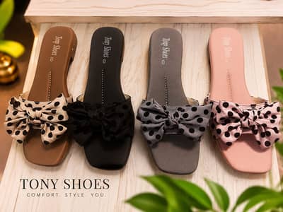 Tony Shoes Bow Dot Sliders for Girls - New 4 Colors