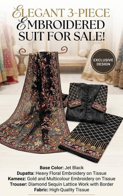 black  and multi color embroided medium size dress
