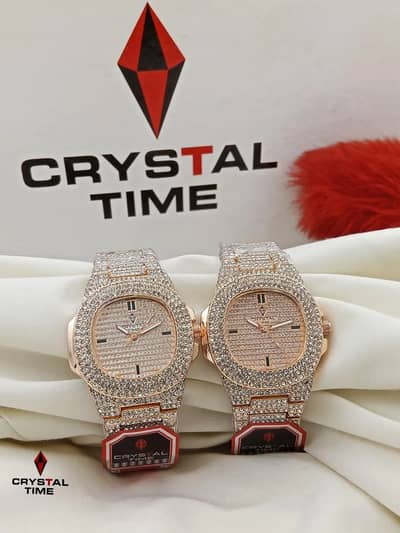 1 Pcs Stainless Steel Diamond Stone Watch