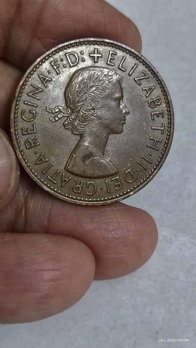 BRITISH SHILLING 1962 QUEEN ELIZABETH II ONE PENNY OLD COIN RARE COIN