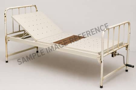 Manual patient bed with adjustable iron frame