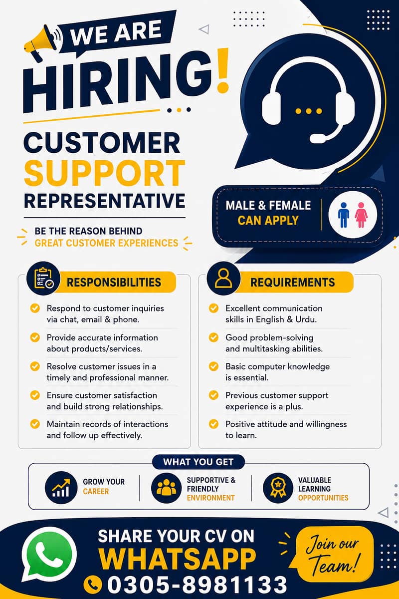 We are hiring Customer Support Representative 0