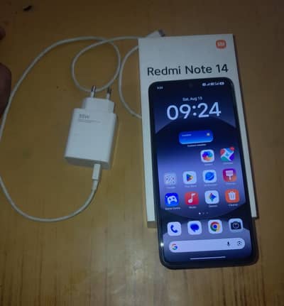 Redmi Note 14 Display Fingerprint 8GB 128GB With Box 33 Watt Charger