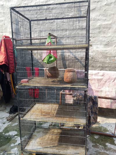 large 4 section bird cage