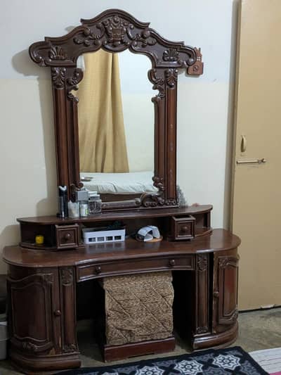 pure sheesham wood dressing table with stool