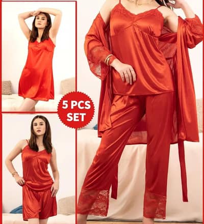Red Luxurious 5-Piece Set for Women