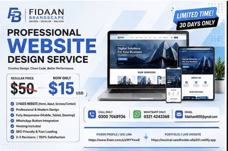 Professional 3-Page Website Design Only $15 | Modern & Responsive