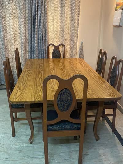 solid sheesham wood 6 seater dining table with 6 chairs
