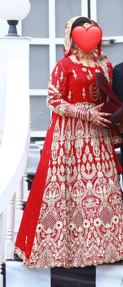 Bridal Red Chiffon Flared Lehnga Set with Short Shirt, Dupatta & Pouch