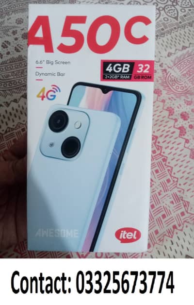Itel A50C 4gb ram 32gb memory complete box with (2 months warranty)