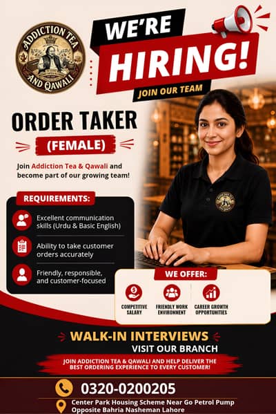Female Order Taker Staff Required for Restaurant, Near Central Park