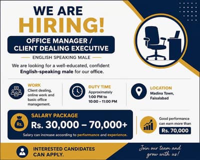 Office Manager / Client Dealing Executive – English Speaking Male
