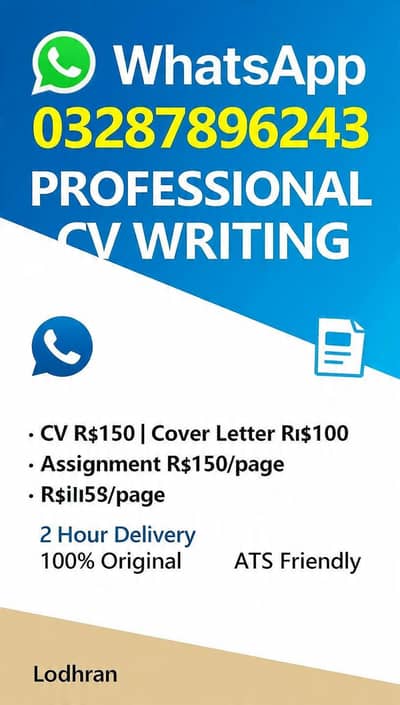 Cv writing 150| 5 Service | WhatsApp No 03287896243