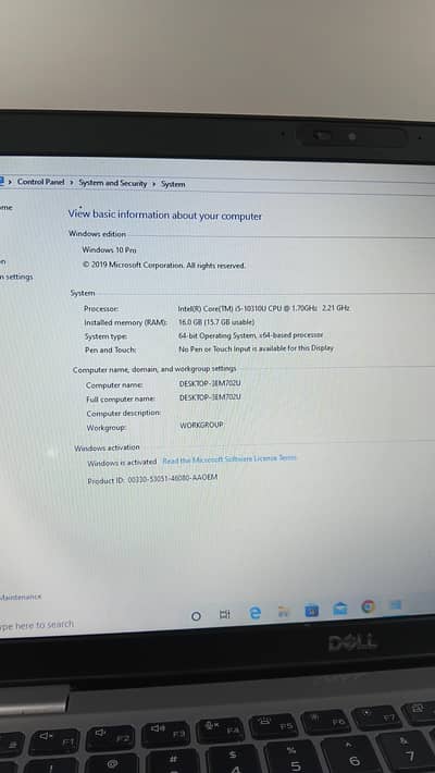 core i5 vpro 16gb ram 256ssd 10th generation condition 10/9
