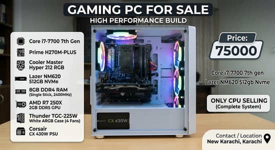 Gaming PC i7 7700 with 2gb Graphics card