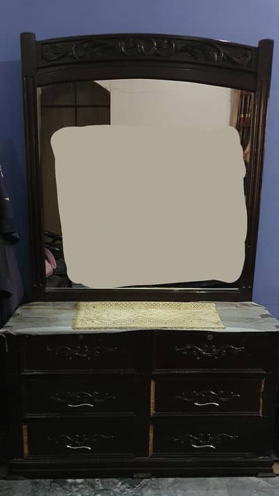 Wooden Dressing Table with Mirror & 6 Drawers