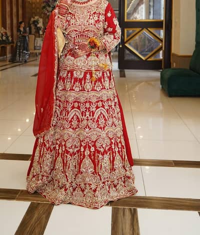 heavy embroidery shafoon bridal lehnga dress