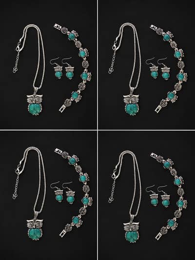 BEAUTIFUL TURQUOISE OWL SET FOR WOMEN
