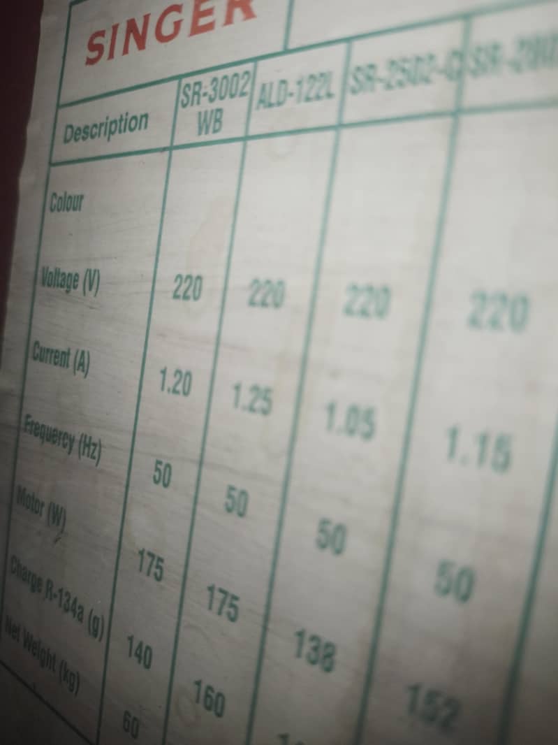 Singer Refrgrator 1