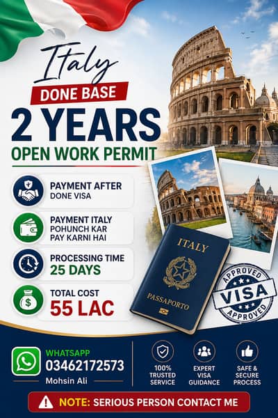 Italy Done Base 2 years Work Permit