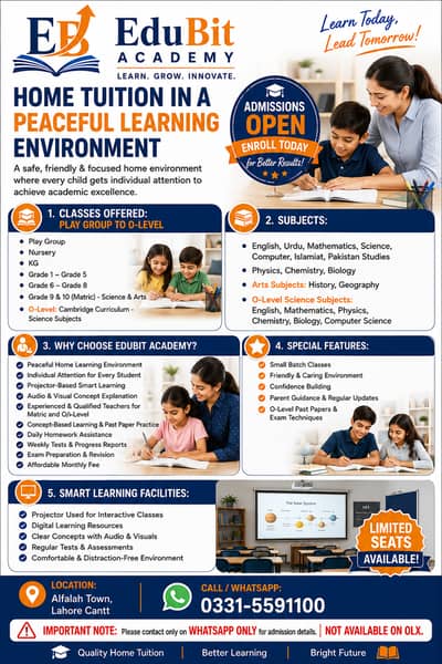 Home Tutor for O-Level Science, Matric & School | Alfalah Town Lahore