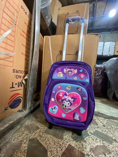 Trolley School Bag for Class 1 & 2 | Embossed Character Design