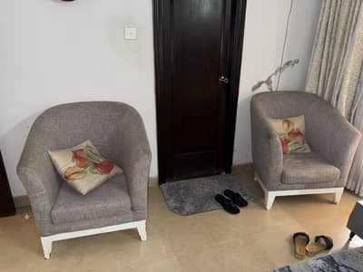 Grey Fabric Tub Chairs – Set of 2 | Excellent Condition