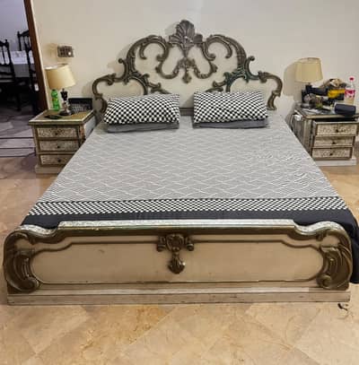 King size bed (used) with dressing & side Tables for urgent sale