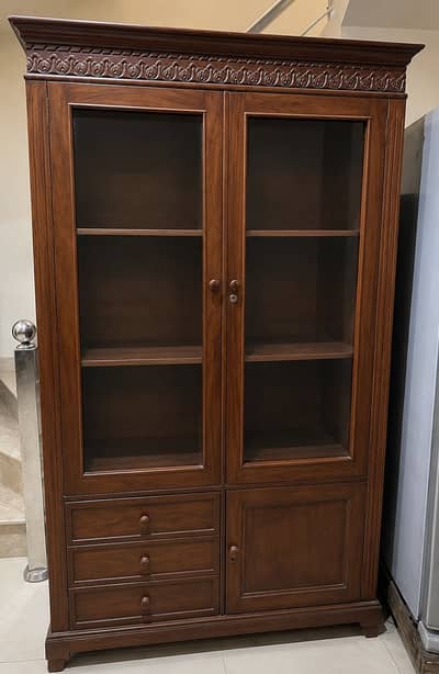Wooden Showcase with Glass Doors – Large Storage Cabinet