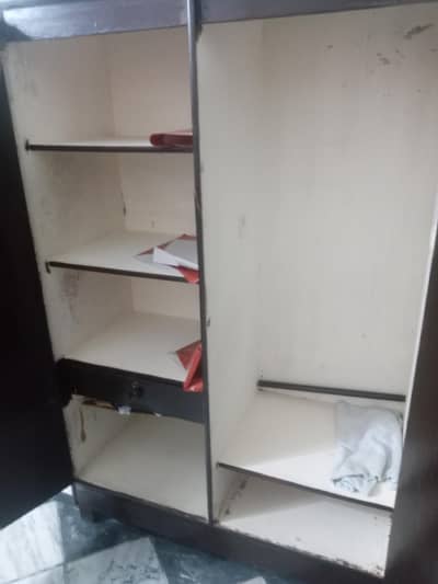 Sturdy Dark Brown Wooden Almirah (2-Door Wardrobe)
