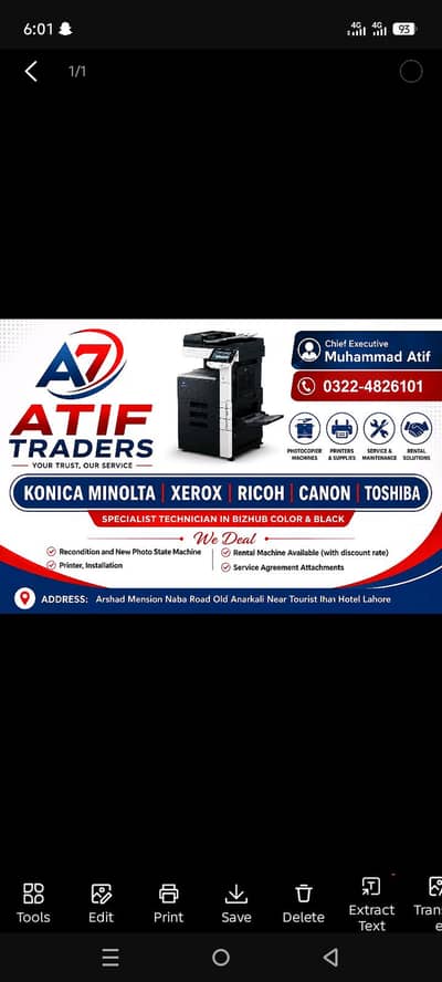 Konica Minolta Color & Black Photocopier Machine Available