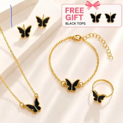 4 piece legend golden butterfly jewellery set for girls