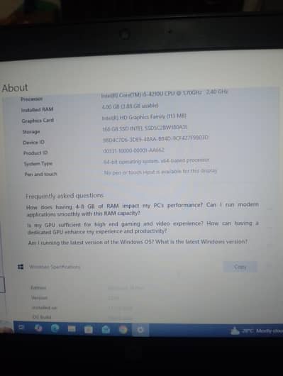 Title: HP Core i5 Laptop 4GB RAM 128GB Storage  – Battery Issue.