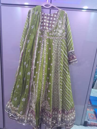 Three piece embroidered chiffon