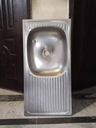 Stainless Steel Kitchen Sink with Drain Board Tray– Good Condition