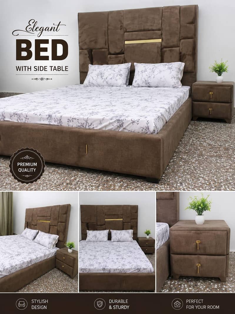 king Bed with 1 Side Table 0