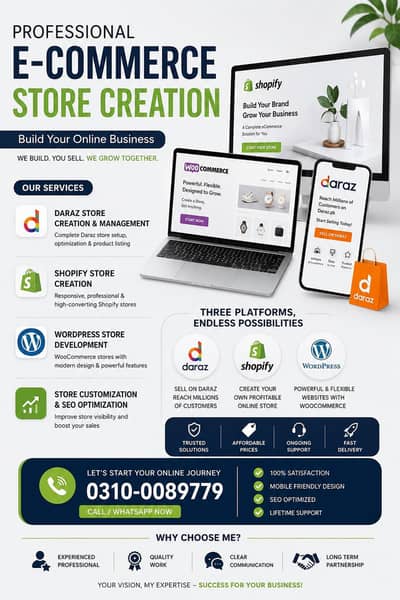 E-commerce Management|Daraz|Shopify|Wordpress|SEO