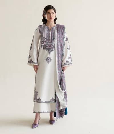 OFF-WHITE LUXURY EMBROIDERED LAWN