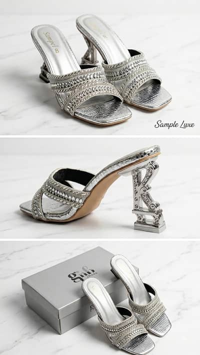 Luxury Bridal & Party Wear Crystal Sculpted Heels – Limited Edition