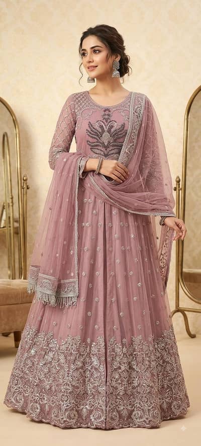 Beautiful Designer Party Wear Net Maxi - 3 Piece suit