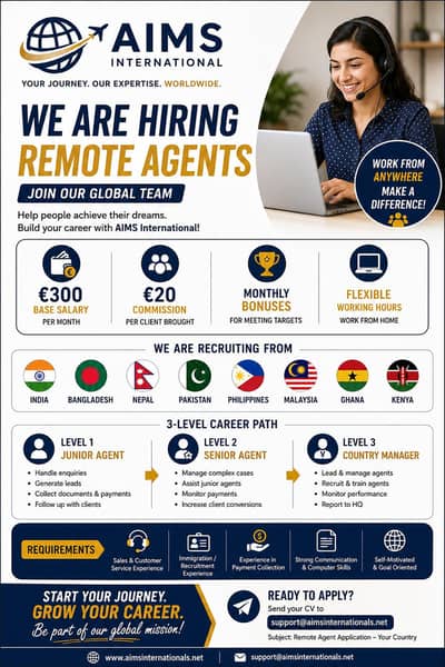 Remote Junior Immigration & Sales Agents Wanted