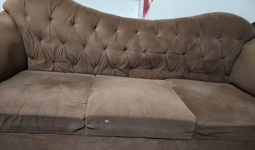 6 Seater Camelback Chesterfield Velvet Sofa Set along covers for Sale