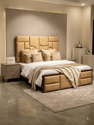 Designer King Size Bed Set with 2 Side Tables Wrapped & Brand New