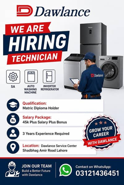 Dawlance Service Center Lahore – Hiring Experienced Technicians