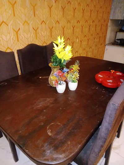 wooden dining table set with 6 chairs