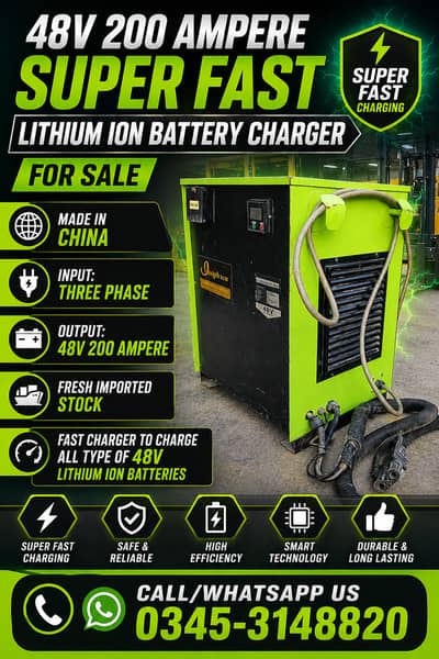 48v 200 Ampere Super Fast Lithium ion Battery Charger for Sale in KHI