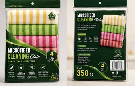 4 Pcs Microfiber Cleaning Cloth Pack – Only 350 Rs