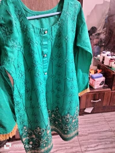 Green Embroidered Lawn Kurta - Medium Size - Excellent Condition